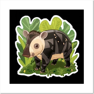 Cute Mountain Tapir Illustration - Adorable Animal Art Posters and Art